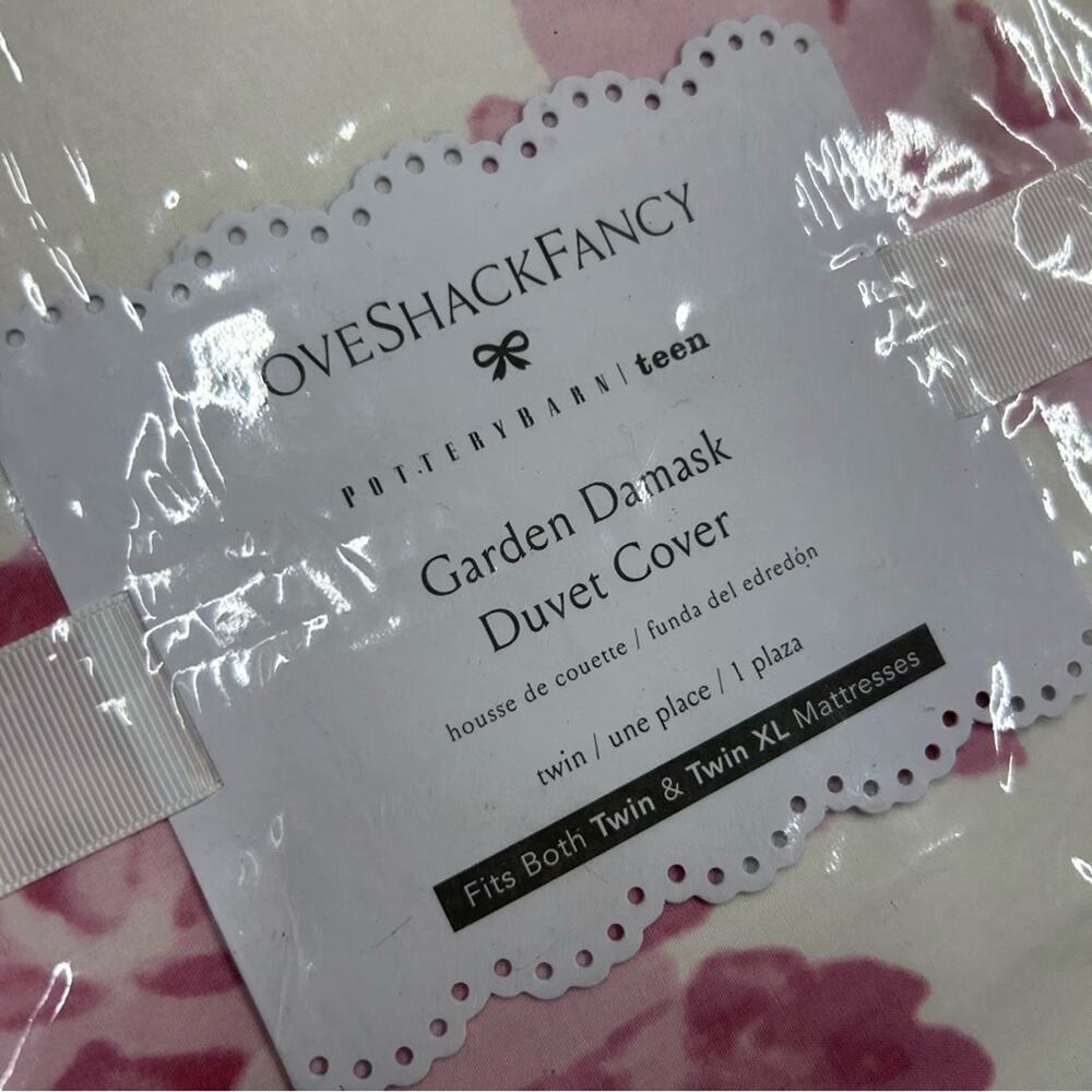 LoveShackFancy x Pottery Barn Garden Damask Ruffle Duvet Cover Bedding TWIN NWT - Picture 4 of 5